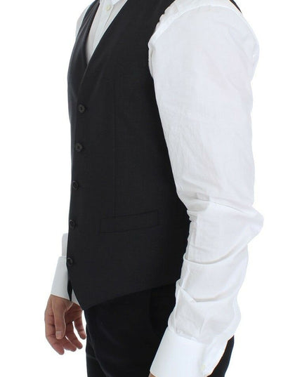 Dolce & Gabbana Gray Wool Stretch Dress Blazer Vest