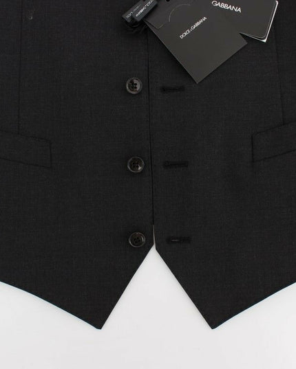 Dolce & Gabbana Gray Wool Stretch Dress Blazer Vest
