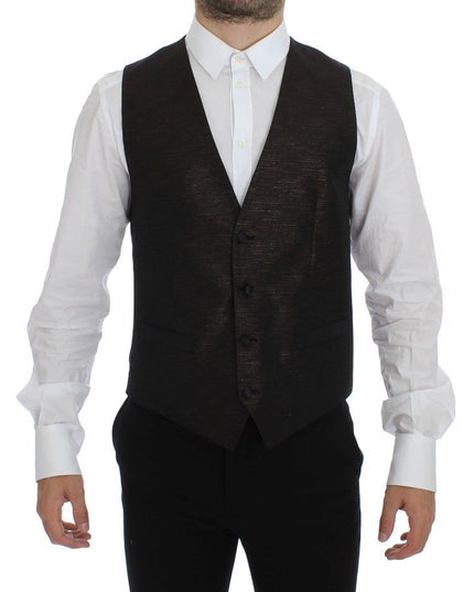 Dolce & Gabbana Black Wool Logo Dress Gilet Vest