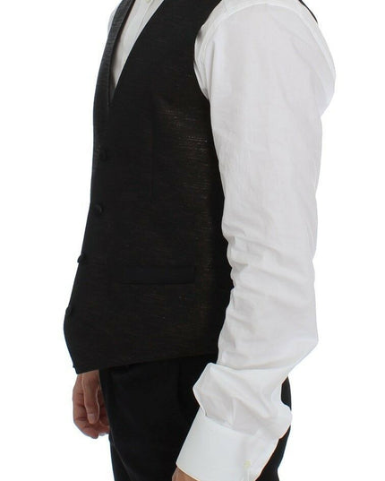 Dolce & Gabbana Black Wool Logo Dress Gilet Vest
