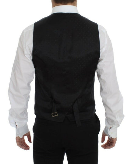 Dolce & Gabbana Black Wool Logo Dress Gilet Vest