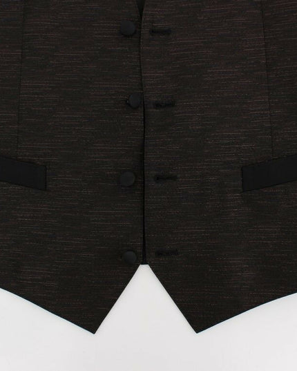 Dolce & Gabbana Black Wool Logo Dress Gilet Vest