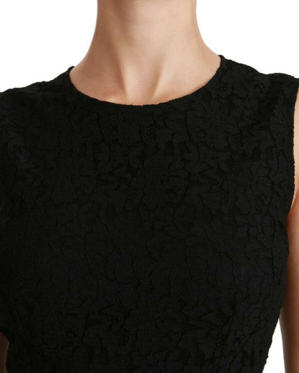 Dolce & Gabbana Black Floral Lace Sheath Gown Dress