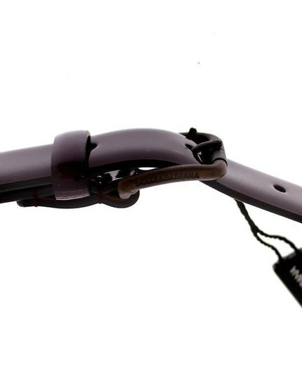 Dolce & Gabbana Purple Leather Logo Cintura Gürtel Belt