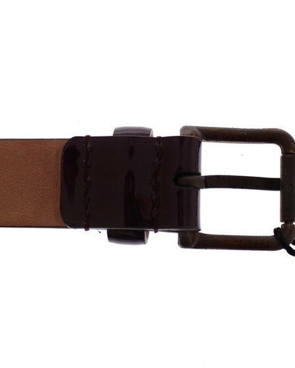 Dolce & Gabbana Purple Leather Logo Cintura Gürtel Belt