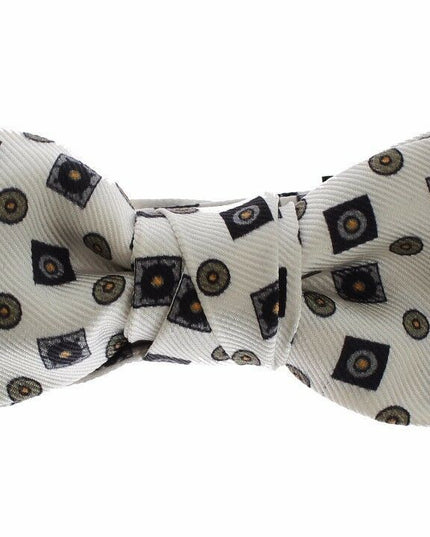 Dolce & Gabbana White Silk Bowtie Leather Men Belt Gift Box