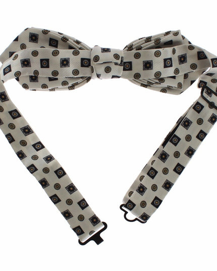 Dolce & Gabbana White Silk Bowtie Leather Men Belt Gift Box