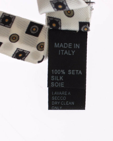 Dolce & Gabbana White Silk Bowtie Leather Men Belt Gift Box