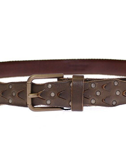 Dolce & Gabbana Brown Leather Logo Cintura Gürtel Belt