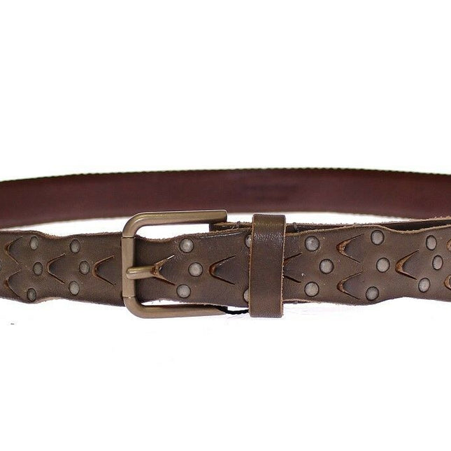Dolce & Gabbana Brown Leather Logo Cintura Gürtel Belt