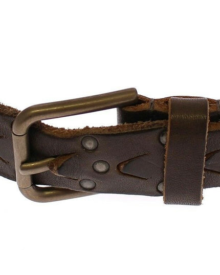 Dolce & Gabbana Brown Leather Logo Cintura Gürtel Belt