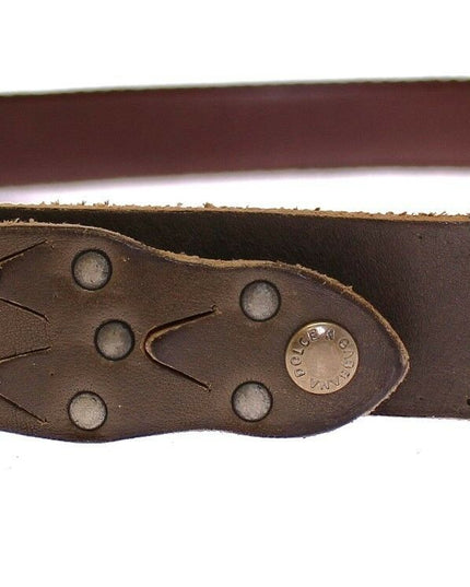 Dolce & Gabbana Brown Leather Logo Cintura Gürtel Belt