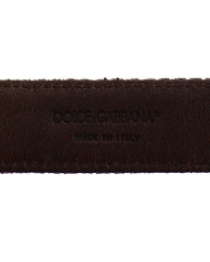 Dolce & Gabbana Brown Leather Logo Cintura Gürtel Belt