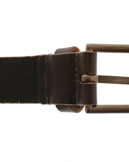 Dolce & Gabbana Brown Leather Logo Cintura Gürtel Belt