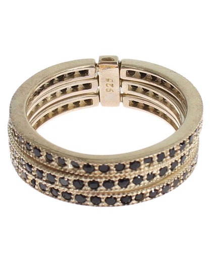 Nialaya Black CZ 925 Sterling Silver Womens Ring