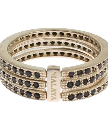 Nialaya Black CZ 925 Sterling Silver Womens Ring