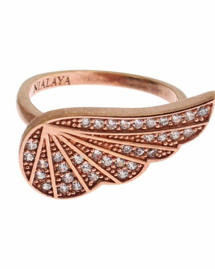 Nialaya Pink Gold 925 Silver Womens Clear CZ Ring