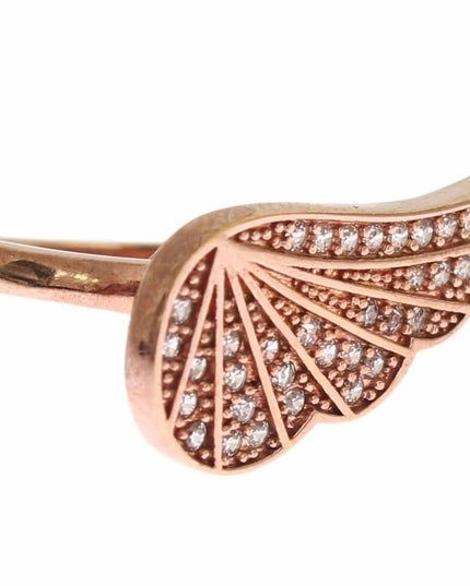 Nialaya Pink Gold 925 Silver Womens Clear CZ Ring