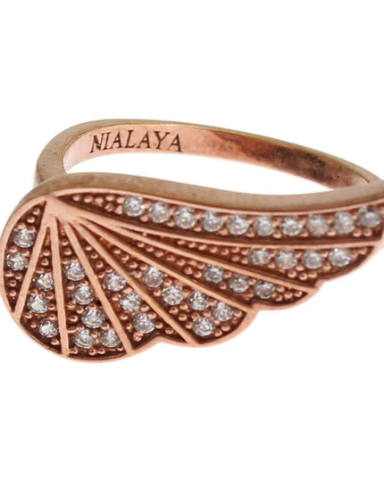 Nialaya Pink Gold 925 Silver Womens Clear CZ Ring