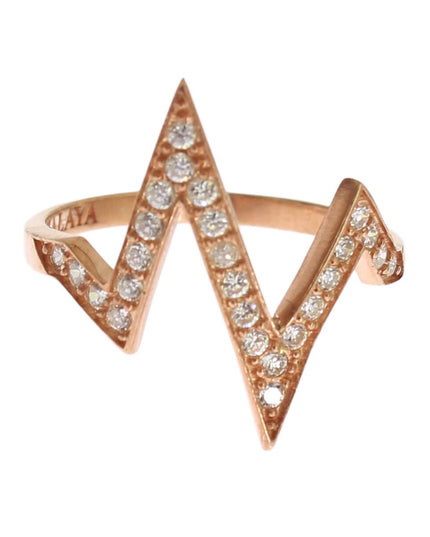 Nialaya Pink Gold 925 Silver Womens Clear Ring