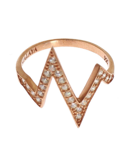 Nialaya Pink Gold 925 Silver Womens Clear Ring