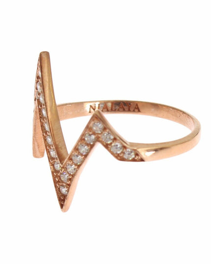 Nialaya Pink Gold 925 Silver Womens Clear Ring