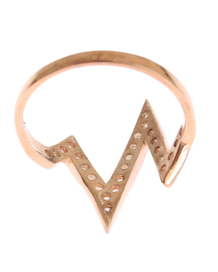 Nialaya Pink Gold 925 Silver Womens Clear Ring