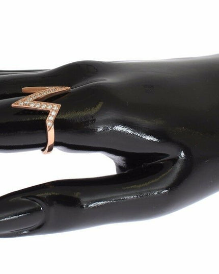 Nialaya Pink Gold 925 Silver Womens Clear Ring