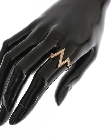 Nialaya Pink Gold 925 Silver Womens Clear Ring