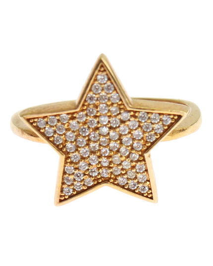 Nialaya Star Gold 925 Silver Womens Clear Ring