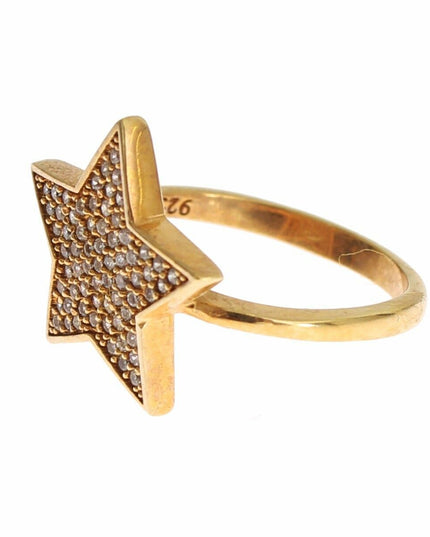 Nialaya Star Gold 925 Silver Womens Clear Ring