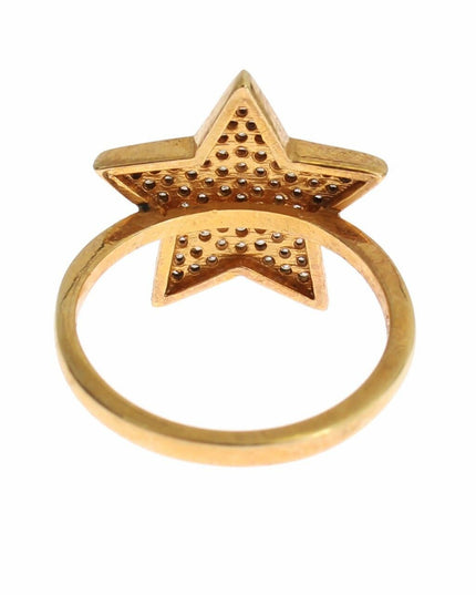 Nialaya Star Gold 925 Silver Womens Clear Ring