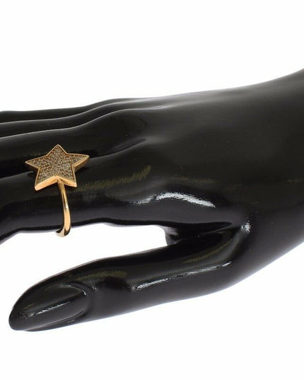 Nialaya Star Gold 925 Silver Womens Clear Ring