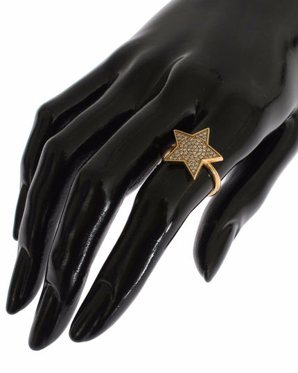 Nialaya Star Gold 925 Silver Womens Clear Ring