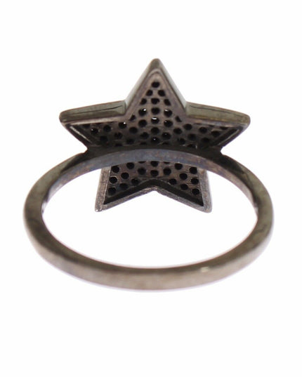 Nialaya Black CZ Star 925 Silver Womens Ring