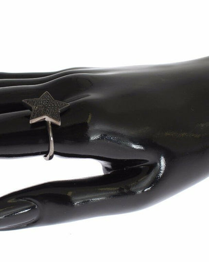 Nialaya Black CZ Star 925 Silver Womens Ring