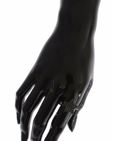 Nialaya Black CZ Star 925 Silver Womens Ring