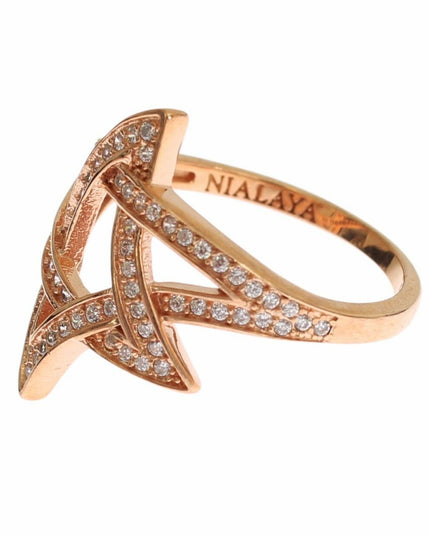 Nialaya Womens Clear CZ Gold 925 Silver Ring