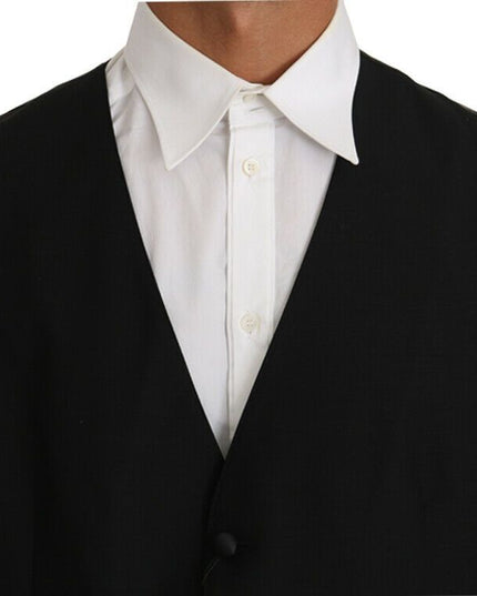 Dolce & Gabbana Black Solid Wool Silk Vest