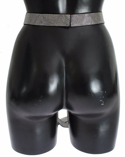 Dolce & Gabbana Black Silk Clear Crystal Bow Waist Belt