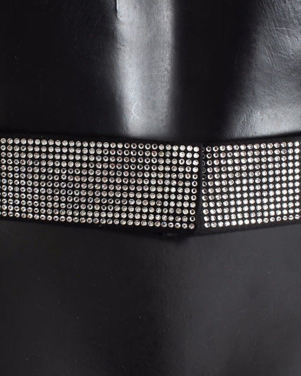Dolce & Gabbana Black Silk Clear Crystal Bow Waist Belt