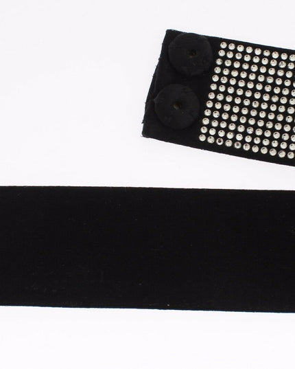 Dolce & Gabbana Black Silk Clear Crystal Bow Waist Belt