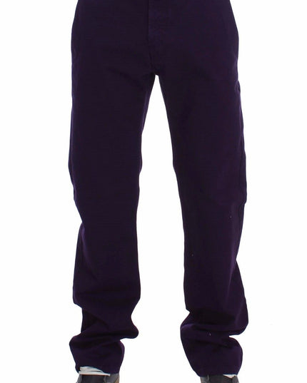 GF Ferre Purple Cotton Stretch Purple Fit  Pants