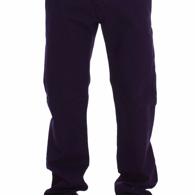 GF Ferre Purple Cotton Stretch Purple Fit  Pants