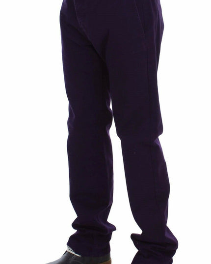 GF Ferre Purple Cotton Stretch Purple Fit  Pants