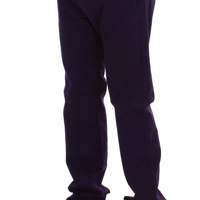 GF Ferre Purple Cotton Stretch Purple Fit  Pants