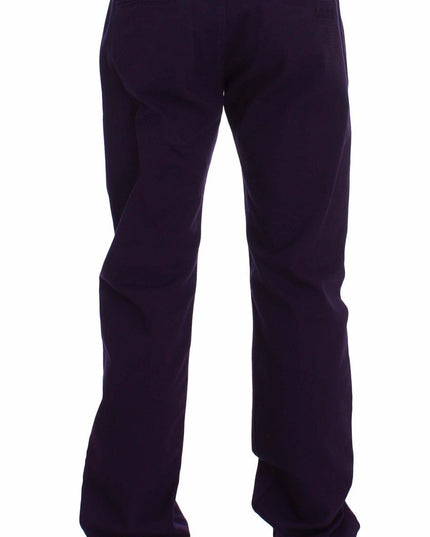 GF Ferre Purple Cotton Stretch Purple Fit  Pants