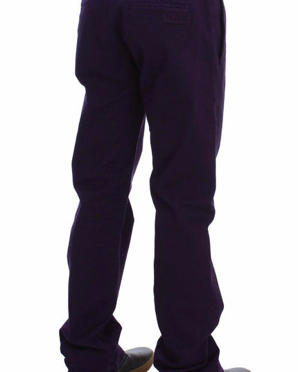 GF Ferre Purple Cotton Stretch Purple Fit  Pants