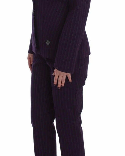 BENCIVENGA Purple Striped Stretch Coat Blazer Pants Suit