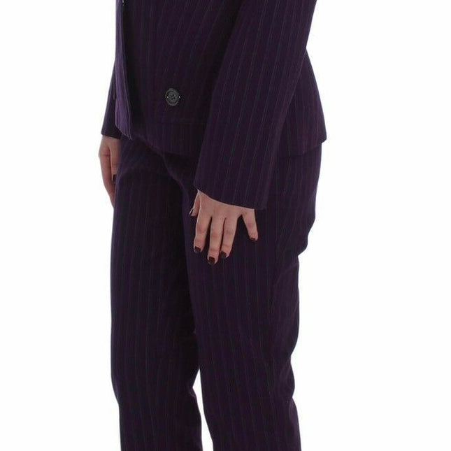 BENCIVENGA Purple Striped Stretch Coat Blazer Pants Suit